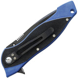 Fox Elishewitz Invader Linerlock Black Blue G10 Handle 440C Folding Knife 457G10