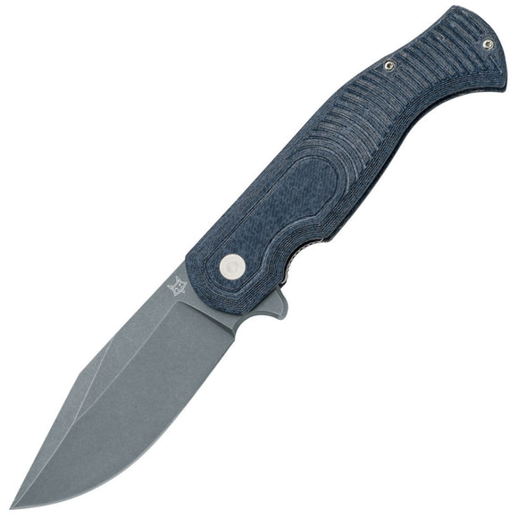 FOX Eastwood Tiger Linerlock Denim Micarta Folding CPM-S90V Pocket Knife 524MJ