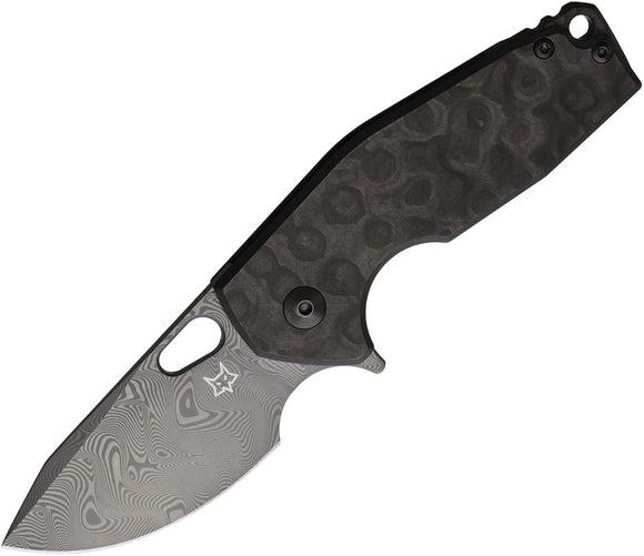 Fox Suru Framelock Carbon Fiber & Titanium Folding Damascus Pocket Knife 526DCF