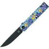 Fox Chnops Linerlock Purple Eyeball Aluminum Folding Becut Pocket Knife 543A3