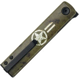 Fox Chnops Linerlock Green Military Aluminum Folding Becut Pocket Knife 543M1