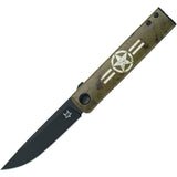 Fox Chnops Linerlock Green Military Aluminum Folding Becut Pocket Knife 543M1