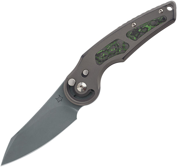 Fox Jupiter Radius Lock Gray Titanium & Green Carbon Fiber Folding M390 Knife 555TICF