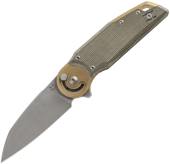 Fox Metamorphosis Radius Lock Green Micarta & Brass Folding M390 Knife 556B4