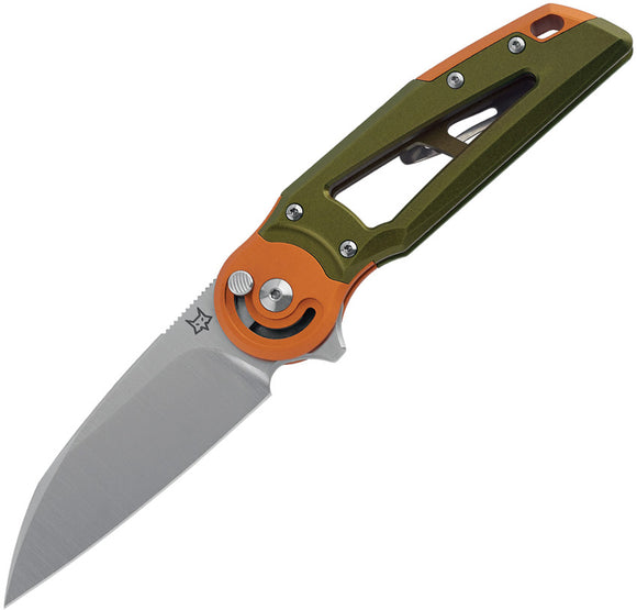 Fox Metamorphosis Radius Lock Green & Orange Aluminum Folding M390 Knife 556B5