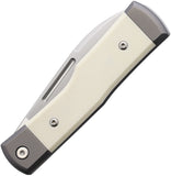 Fox Gunstock Barlow Slip Joint White Bone & Titanium Folding Bohler M390 Pocket Knife 558BO