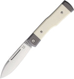 Fox Gunstock Barlow Slip Joint White Bone & Titanium Folding Bohler M390 Pocket Knife 558BO