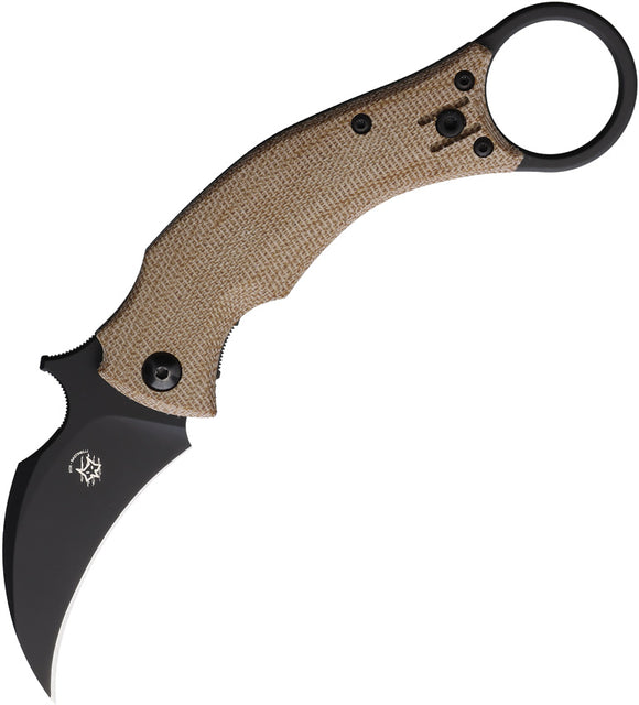 Fox Bastinelli BlackBird Karambit Tan Micarta Folding Bohler N690 Knife 591MN