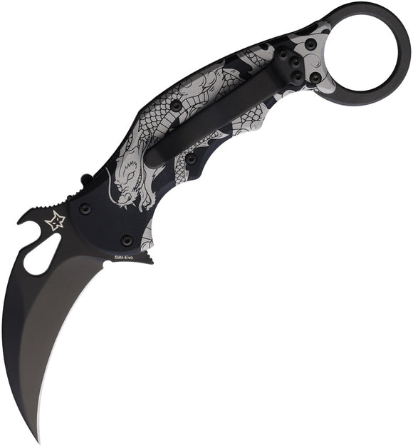 Fox Karambit Linerlock Dragon Aluminum Folding Bohler N690 Pocket Knife 599ALB1