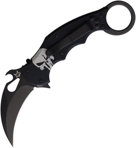 Fox Karambit Linerlock Skull Aluminum Folding Bohler N690 Pocket Knife 599ALB4