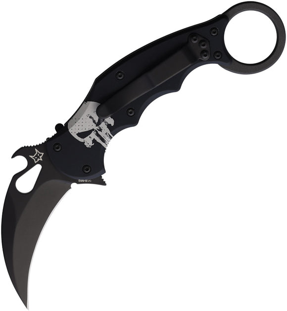Fox Karambit Linerlock Skull Aluminum Folding Bohler N690 Pocket Knife 599ALB4