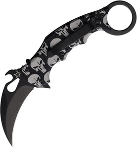 Fox Karambit Linerlock Skull Aluminum Folding Bohler N690 Pocket Knife 599ALB5