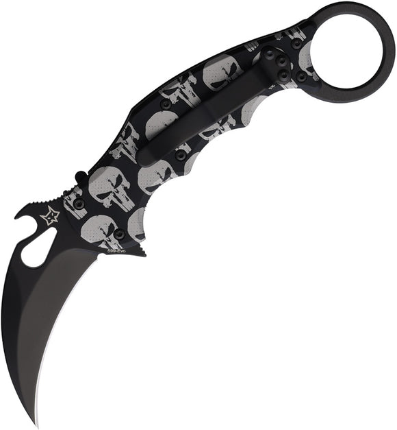 Fox Karambit Linerlock Skull Aluminum Folding Bohler N690 Pocket Knife 599ALB5