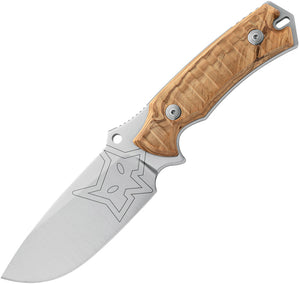 FOX Oxylos Olive Wood Becut Steel Fixed Blade Knife w/ Belt Sheath 616OL