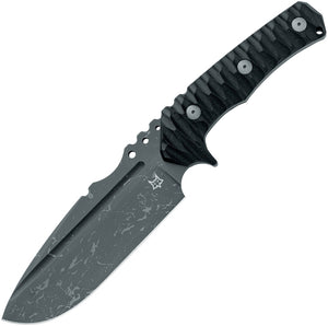 Fox Uro Black G10 Acid Washed Niolox Steel Fixed Blade Knife w/ Sheath 623BA