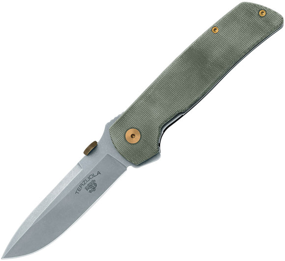 FOX ATCF Original Gangster Linerlock Green Micarta Folding MagnaCut Knife ATCOG01MOD