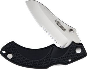 Fox Vitale Lockback Black ABS Folding 154CM Partially Serrated Knife KUAMISFBL