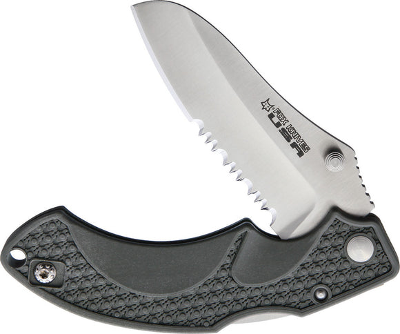 Fox Vitale Lockback Gray ABS Folding 154CM Partially Serrated Knife KUAMISFGR