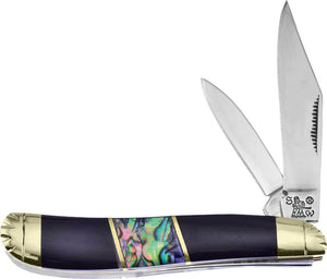 Frost Cutlery Peanut Buffalo/Abalone Shell Folding Knife 107BHAB