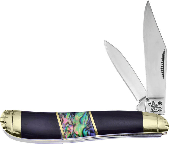 Frost Cutlery Peanut Buffalo/Abalone Shell Folding Knife 107BHAB