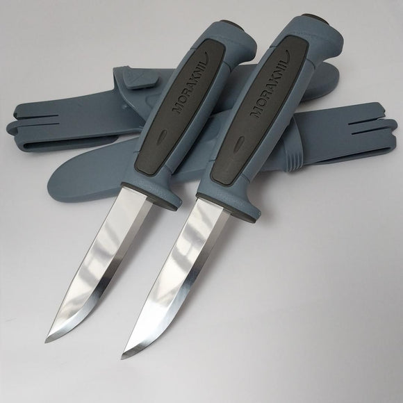 2 Pc Lot Mora Morakniv Basic 546 Stainless Blue & Gray Camp Survival Knife 02641