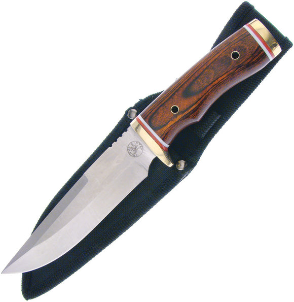 Frost Trophy Stag Pakkawood Handle Stainless Fixed Bowie w/ Belt Sheath TS177