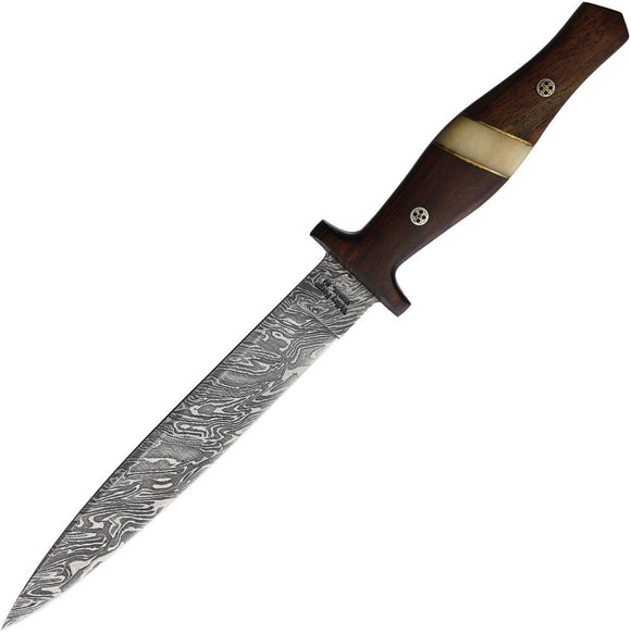 Frost Cutlery Rosewood Damascus Fixed Blade Dagger Knife w/ Sheath FD33RWSB