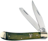 Frost Cutlery Whitetail Big Game Trapper Green Bone Stainless Folding Knife WT312MWG