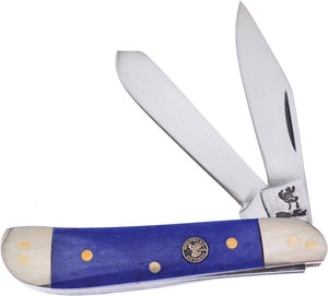 Frost Cutlery Dog Leg Trapper Blue Folding Stainless Pocket Knife WT975BLSB