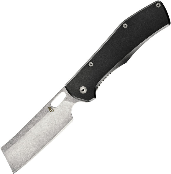 Gerber Flatiron Framelock Black Aluminum Handle Folding Cleaver Blade Knife 3518