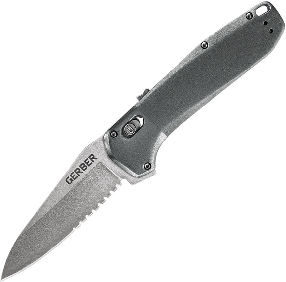 Gerber Highbrow Grey Compact Serrated A/O Drop Point Folding Knife 3672