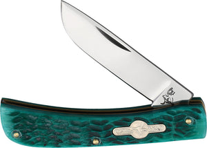 German Bull Dirt Buster Green Pick Bone Folding Stainless Drop Pt Pocket Knife 107GPB