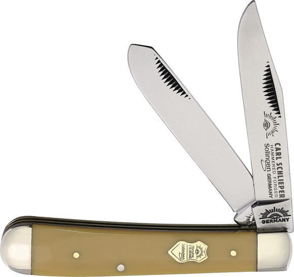 German Eye Trapper Slip Joint Yellow Smooth Folding Clip & Spey Pocket Knife EJY