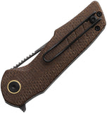 Grissom Knife and Tool Baby Zeus Linerlock Brown Micarta Folding 14C28N Pocket Knife BZNMDS