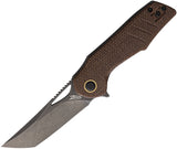 Grissom Knife and Tool Baby Zeus Linerlock Brown Micarta Folding 14C28N Pocket Knife BZNMDS