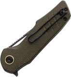 Grissom Knife and Tool Baby Zeus Linerlock OD Green Micarta Folding 14C28N Pocket Knife BZODMDS