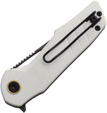 Grissom Knife and Tool Baby Zeus Linerlock White G10 Folding 14C28N Pocket Knife BZWGDS