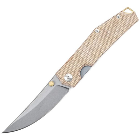 GiantMouse ACE Clyde Linerlock Natural Micarta Folding Elmax Pocket Knife 10562