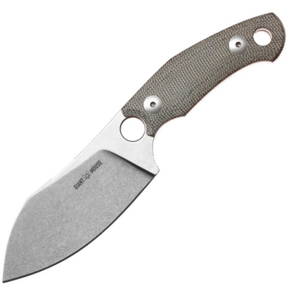 Giant Mouse GMF1-XL Green Micarta Bohler N690 Fixed Blade Knife w/ Sheath 11880