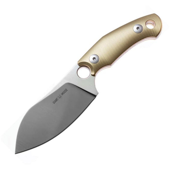 Giant Mouse GMF1-XL Brass Elmax Drop Pt Fixed Blade Knife w/ Sheath 11897