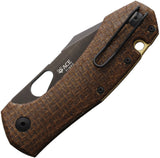 GiantMouse ACE Atelier Linerlock Brown Burlap Micarta Folding Elmax Pocket Knife 12092