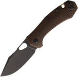 GiantMouse ACE Atelier Linerlock Brown Burlap Micarta Folding Elmax Pocket Knife 12092
