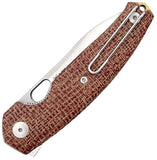 GiantMouse Ace Jagt Linerlock Brown Burlap Micarta Folding Elmax Pocket Knife 12986
