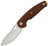 GiantMouse Ace Jagt Linerlock Brown Burlap Micarta Folding Elmax Pocket Knife 12986