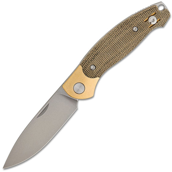 GiantMouse ACE Farley V2 Slip Joint Green Micarta & Brass Folding Elmax Knife BRASSBGREEN