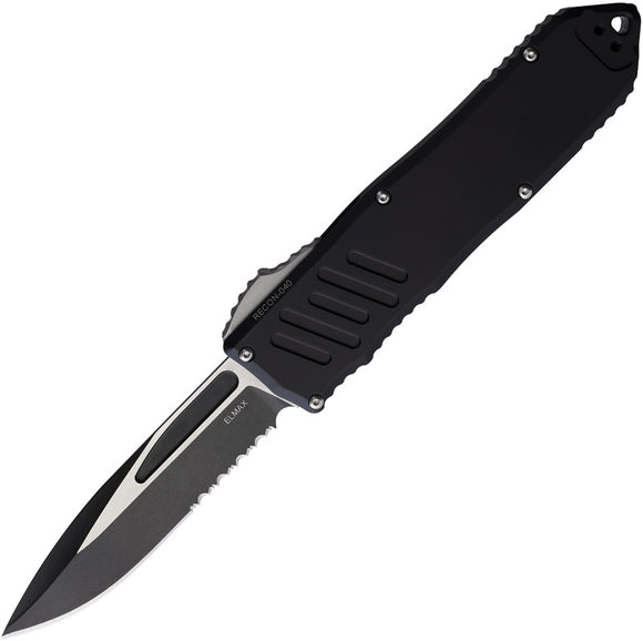 Guardian Tactical Automatic Recon 040 Knife OTF Black Aluminum Two-Tone Serrated Elmax Blade 113212