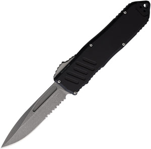 Guardian Tactical Automatic Recon 040 Knife OTF Black Aluminum Stonewash Serrated Elmax Blade 113512