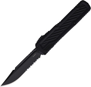 Guardian Tactical Automatic Scout Knife OTF Blackout Aluminum Serrated Elmax Clip Pt Blade 143112