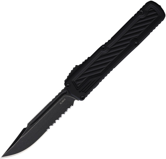 Guardian Tactical Automatic Scout Knife OTF Blackout Aluminum Serrated Elmax Clip Pt Blade 143612