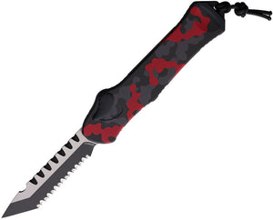 Heretic Knives Automatic Hydra Knife OTF Red Camo Aluminum Tanto MagnaCut Blade 00610CRCAMO